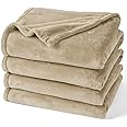 PHF Ultra Soft Fleece Blanket King Size, No Shed No Pilling Luxury Plush Cozy 300GSM Lightweight Blanket for Bed, Couch, Chair, Sofa Suitable for All Season, 108" x 90", Khaki
