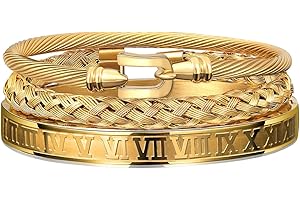 FUNEIA 3 Stücke Edelstahl Armbänder für Herren Charm Armband Herren Verstellbare Armbänder Männer Luxus Roman Royal Crown Schmuck Geschenke