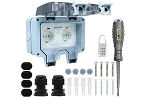 JOYELEC Außensteckdose Wasserdicht Steckdose IP66 1fach mit Schalter Kontrollleuchte,Wandsteckdose Feuchtraum Aufputz Schutzkontakt Gartensteckdose Staubdicht Wetterfest Outdoor Steckdose mit Klappdeckel