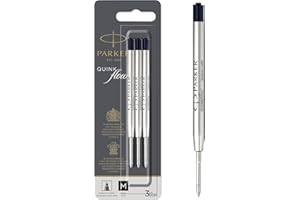 PARKER QUINKflow Recambios de tinta para bolígrafos | punta mediana | tinta negra | paquete de 3