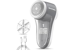 ‎BEAUTURAL BEAUTURAL Fusselrasierer, Wiederaufladbarer Flusenentferner Elektrisch, 6-Klingen Wollrasierer mit 9000 U/min Leistungsstark für Kleidung Polster Decken Textilien