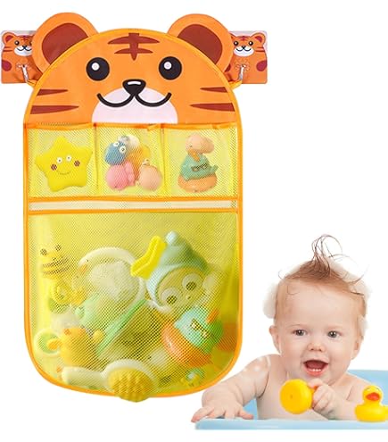 Organizer Per Giocattoli Da Bagno Ksvaye - Rete Con 3 Scomparti E 4 Ganci Adesivi