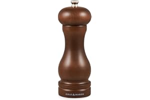 Cole & Mason HB0645P Forest Capstan Molinillo de Sal, Madera Oscura, Precision+/Molienda Ajustable, Madera de Haya Teñida, 165mm, Incluye 1 x Molino