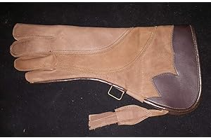 Altawash Handschuh mit Adler, Falknerei und Eule, 3-lagig, Nubukleder, 40,6 cm, Hellbraun links (klein)