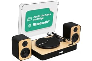 House of Marley Revolution Giradischi Bluetooth con Casse – Giradischi Vinili Sostenibile con Altoparlanti Cablati, Facile da Configurare, Design Moderno con Coperchio