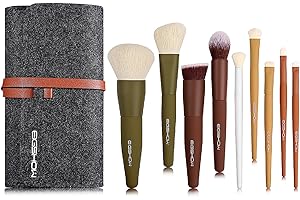 EIGSHOW Ensemble de pinceaux de maquillage de voyage essentiels à 5 couleurs avec fibres synthétiques extra-douces - Végétalien et sans cruauté envers les animaux