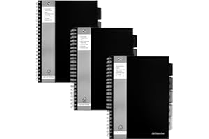 PUKKA PAD Pukkapad Project Book A4 Bloc Notes ad anelli con 5 separatori,250 fogli, Nero