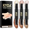KYDA 6 Color Highlight Concealer Contour Stick, 2 in 1 Body Makeup Shding Stick, Face Highlighters Sticks, Contouring Highlighting Foundation Shadow Cream Pen(3 Pcs) -B
