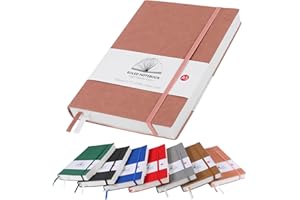 HIJYOO Notebook A5 Lined Journal A5 Notebook 320 Pages 100gsm Paper Thick Notepad with Elastic Closure, Inner Pocket, 2 Ribbon Page Marker for Women Men Work School (Pink)
