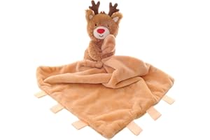 Ziggle Baby Comforter for Newborns | Soft Reindeer Baby Plush Blanket Toy | Newborn Essentials and Reindeer Blanket Gift | New Baby Boy or Girl Gift Idea | Eco Friendly | 30x30cm