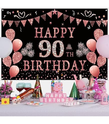 27. Geburtstag Banner Roségold – Stoffposter 90x180 Cm Für Wanddekoration Frauen