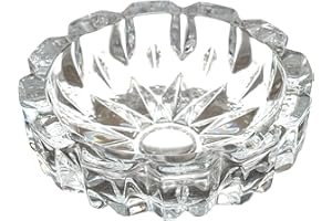 HOME DECO FACTORY - TB1123 Cenicero de Cristal Transparente, Diseño Redondeado, Resistente y Duradero, Versátil y Elegante para Fumadores, Fácil de Limpiar, 13,5 cm