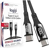 logiji 100W Type-C to Type-C Dijital LED Ekranlı G&ouml;stergeli Hızlı Şarj Kablosu E-Mark &Ccedil;ipli, Dayanıklı &Ouml;rg&uuml;l&uuml;, 1.2m, USB-C PD