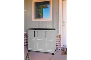 Dmora - Armoire d'extérieur Pelt, Armoire de balcon polyvalente, Armoire d'extérieur 3 portes, 100% Made in Italy, 102x37h90 cm, Gris clair et noir, Finition à carreaux