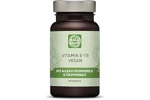 ‎KALA HEALTH Kala Health Vitamin E-8 60 Vegan Kapseln - Enthält alle 8 bekannten Formen Vitamin E, darunter 4 Tocotrienole (40mg) und 4 Tocopherole von ausgezeichneter Qualität, und aus natürlichen Quellen