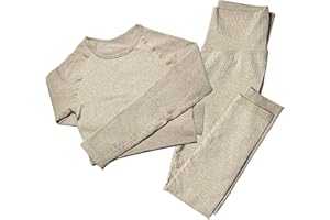 Mayround Seamless Women Yoga Sets 2 Pieces Ribbed | Long Sleeve Top and High Waist Leggings Gym Clothes Set | Women’s Sportswear Set