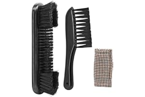 Naissgo Pool Table Brush Cleaning Kit with Cue Shaft Cloth – Solid Wood Handle & Soft Nylon Bristles, Snooker Table & Rail Brush Set for Billiard Table Care and Maintenance