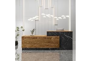 Heliosrider Reception Desk, Reception Table, Simple Modern Reception Counter, L-Shaped Reception Counter, Desk with Counter Reception, Wood Composite, with Keyboard Drawer, Office Furniture, Shop