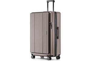 Münicase Koffer Expandierbar – Hartschalen-Trolley mit Oberseiten-Öffnung, Kompressionsgurt & extra Stauraum | Strapazierfähig, Dehnungsfuge, Kratzfest, leicht (Coffee, XL-80cm)