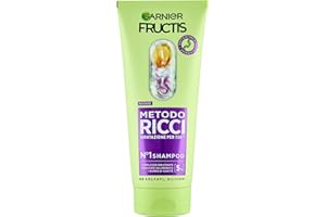 Garnier Fructis Shampoo Idratante, Per Capelli Ricci Definiti, Idratati e Morbidi, Arricchito con Acido Ialuronico e Burro di Karité, Metodo Ricci, 200 ml