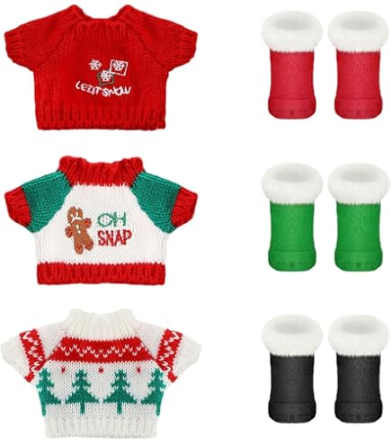 Weihnachts-Wichtelkleidung Set – 3-teilig Mit Schal & Brille Für Mini-Elfen-Deko