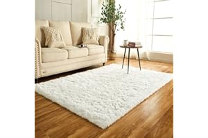 Obundi Bedside Ultra Soft Shaggy Rugs,Fluffy Area Rugs,Thick Comfy Cream Rug for Living Room,Bedroom,Kids Room (Cream,80x120 cm)
