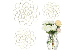 LUMOOM 3 Pièces Support pour Fleurs, Tige Support pour Bouquet, Attache Fleurs DIY, Grille en Acier Inoxydable pour Vase, Support pour Bouquet Et Pique Fleurs, Fixation pour Plantes (Or)