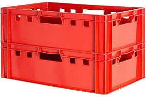 2x Euro Apilamiento de Plástico Caja Industrial Euro Caja Almacenamiento Eurobox E2 Kingpower