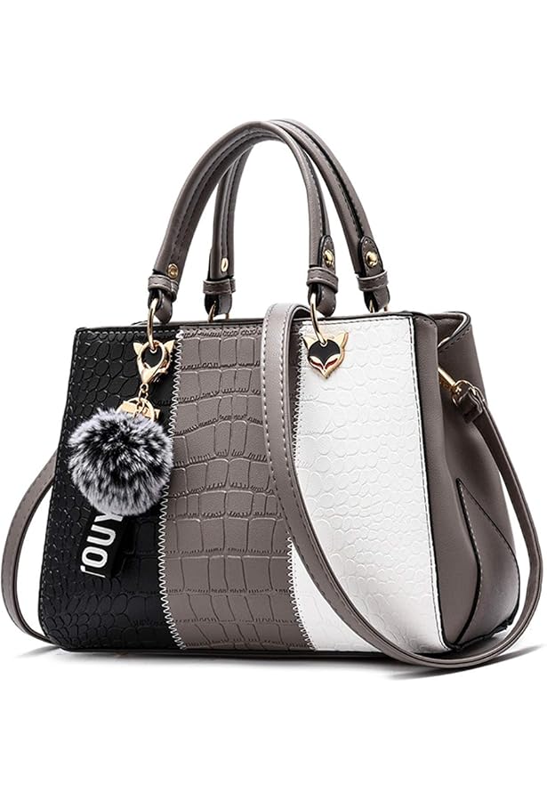 Sac à Main Miss Lulu - Motif Chevron, Bandoulière Amovible, Multi-poches - 27x14x19 Cm - Simili Cuir