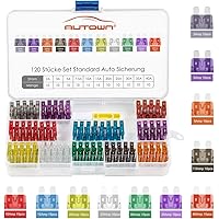 Autosicherungen Set 120 Pcs, KFZ Sicherungen Set 2A-40A, Sicherung Auto, Flachsicherung 19mm AUTOWN
