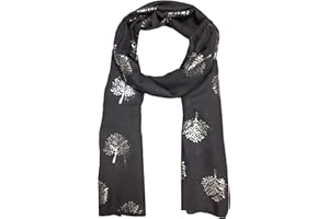 World of Shawls Silver Foil Mulberry Tree Print Fashion Scarf