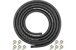 YGQ 6mm (1/4") ID Fuel Line Hose with 10 Clamps 2.4M Gas Tube Braided Rubber Tubing for Automotives Boat Generators