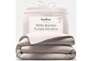 Bambaw Funda Nordica 220x240 cm Bambú, Funda Nordica Cama 160x200 cm o 150x200, Sabanas Transpirables Antiacaros, Sabanas Refrescantes Verano e Invierno, Certificado Oeko-Tex (Arena)