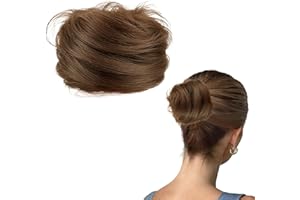 GWAWG Chignon Postiche Cheveux Naturel Faux Chignon Cheveux Naturel avec Élastique Accessoire Capillaire Cheveux Fins Mariage Soirée et Utilisation Quotidienne (Brun clair)