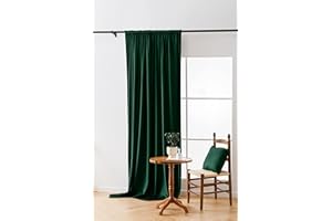 ‎COTTON MARKET Cotton Market Gardinen 250x140 cm - Vorhänge für Fenster und Balkontür - Vorhang für das Haus auf Band - Vorhang Blickdicht – Gardinenstange Curtains - Verdunkelungsvorhang - Grün