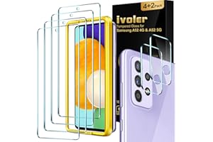 iVoler 4-częściowy zestaw szkła hartowanego kompatybilny z Samsung Galaxy A52 5G / 4G / A52S 5G, z [2 częściami] tylną kamerą ochronną i zestawem instalacyjnym, folią ochronną [przeciw zadrapaniom]