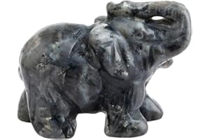 mookaitedecor Natural Labradorite Elephant Ornament Figurine,Healing Crystal Energy Gemstone Reiki Statue Home Decor,1.5 Inches