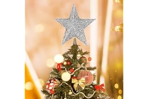 FILLTOWN Christmas Tree Topper Star, 8 Inch Christmas Tree Topper, Christmas Tree Topper, Star for Christmas Tree for Christmas Decoration, Star Christmas Tree, Christmas Tree Topper, Metal Silver