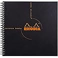 RHODIA 193609C - Spiral Notebook (Full Binding) Reverse Book Black - 21x21 cm - Small Squares - 160 Detachable Pages - Clairefontaine Paper 80 g/m - Soft and Resistant Cover - Classic