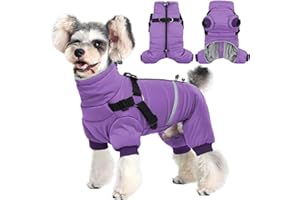 Hjyokuso Ciepła kurtka dla psa z uprzężą, wodoodporne płaszcze dla małych, średnich i dużych psów, kurtka zimowa z zamkiem błyskawicznym - S