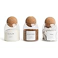 Livabl Tea Coffee and Sugar Canisters Set - Set of 3 Unique Cork Ball 500ml Glass Jars - Perfect Sugar Tea Coffee Set Organiser