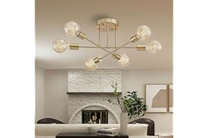‎JOYINLED JOYINLED Vintage Deckenleuchte,Gold Sputnik Kronleuchter Moderne,Retro Deckenlampe,6 flammig E27/26 Fassung Pendelleuchte Leuchten für Wohnzimmer Küche Esszimmer Schlafzimmer (ohne Leuchtmittel)