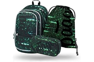 Baagl Schulrucksack Set Jungen 3 Teilig, Schultasche für Grundschule Volksschule, Grundschule Ranzen mit Brustgurt, Ergonomischer Schulranzen (Numbers)
