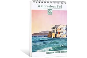 NAKIYO Watercolour Paper A4, 30 Sheets Watercolour Sketchbook Drawing Pad, 220GSM Acid Free Textured Paper, Art Supplies for Artist, Cold Pressed Art Pad for Teens Kids Student Adults-Scenery