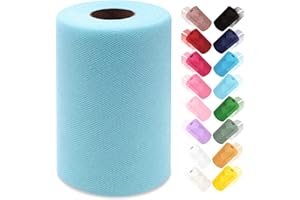 Ableme Deco Tulle Fabric Roll 6 Inches x 100 Yards (15cm x 91m) Tulle for Tutu Skirts Pom Poms Gift Wrapping Baby Shower Wedding Decor (Baby Blue)