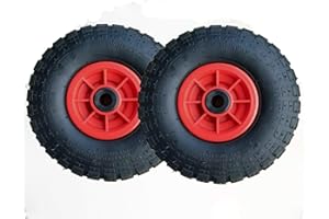 KetoPlastics PAIR OF 10" PNEUMATIC WHEELS 4.10/3.50-4 SACK TRUCK TROLLEY WHEELBARROW WHEEL WITH 16MM BORE