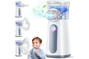 MIODURO Macchina Aereosol Aerosol Portatile Silenzioso Adulti e Bambini Ultrasuoni che Efficace per Alleviare la Respirazione, USB-C Ricaricabile, Velocità Di Atomizzazione Regolabile, 2 Maschere E Boccaglio