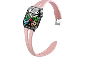 Blueshaweu for T50S Watch Slim Vintage Leather Strap Replacement for Women, Man, Wristband Accessories Compatible for Donerton T50S T50H 1.85"/Uaue T50S 1.85"/VKAROOD KC88 1.43" Watch