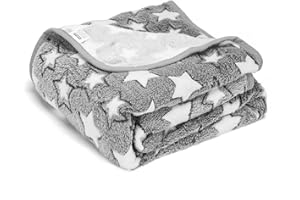 Nobleza Dog Blanket, 100x80cm Soft Fluffy Fleece Warm Cat Dog Blankets Washable, Pet Blankets for Medium Dogs Indoor Cats, Premium Flannel Star Prints Puppy Kitten Throw Mat Pad Bed Cover Grey
