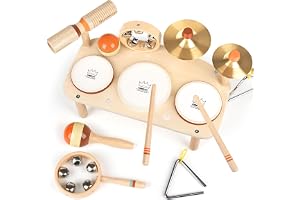 Vanplay trumslagset, musikinstrument för barn från 1 år med 3 trummor och kljuskallra för barn, musikinstrument för barn, Mon